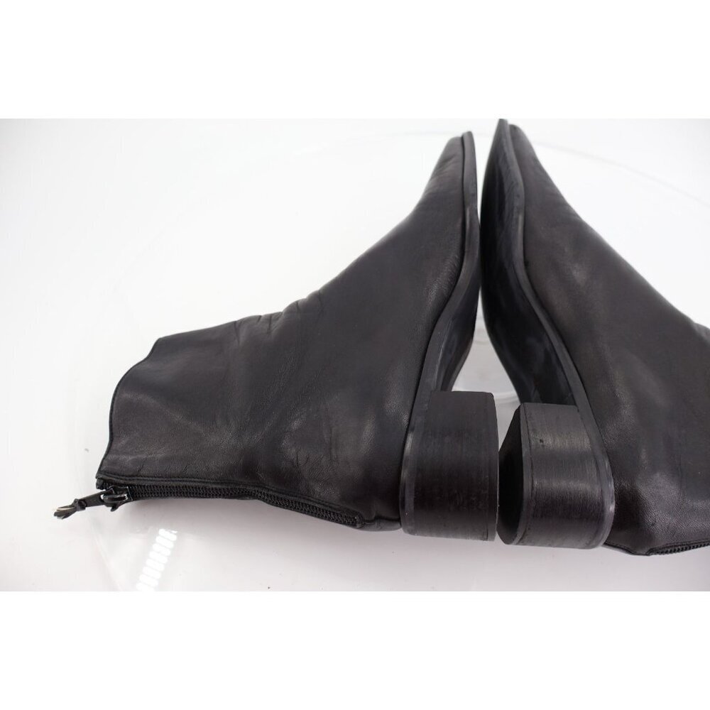 Stuart Weitzman Women Boot SZ 9.5 N Black Leather Square Toe Block Heel 90s Y2K - Picture 10 of 14